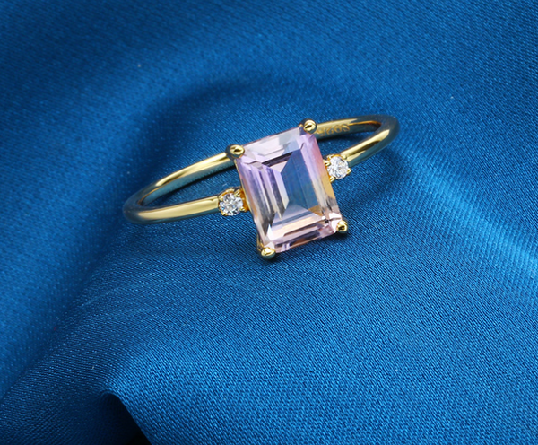 Octagonal Amethyst Silver Ring