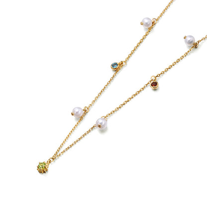 Star & Pearl Station Necklace in Gold-Tone Silver - view 3