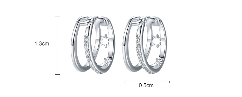 Star-Moon Silver Ear Cuffs - product view 4
