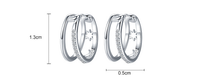 Star-Moon Silver Ear Cuffs - product view 4