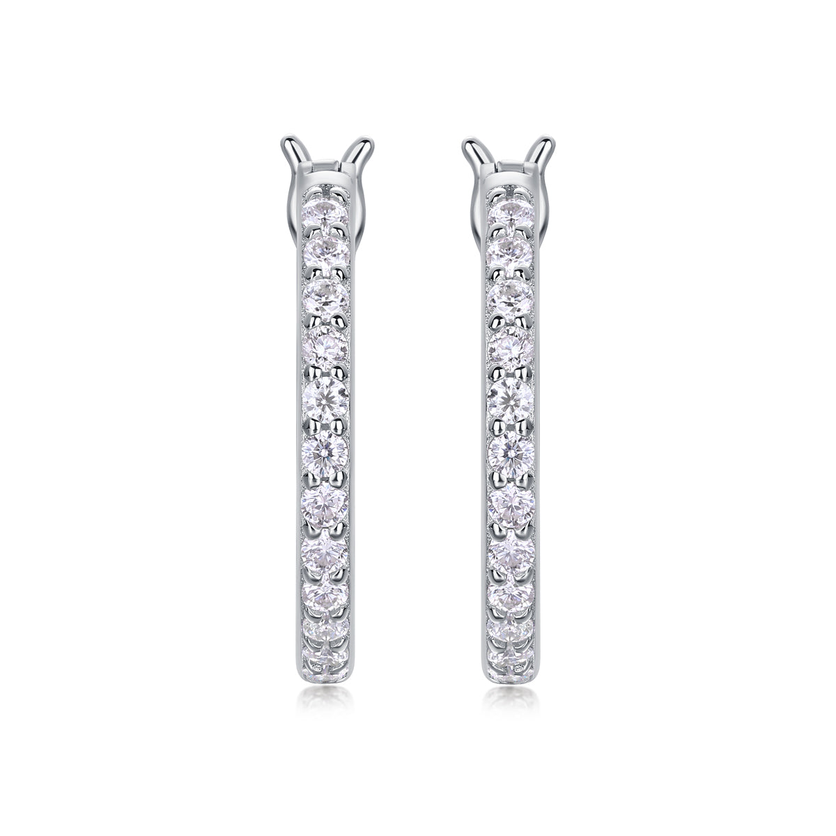 Streamer Diamond Set With Moissanite Silver Earrings - view 3