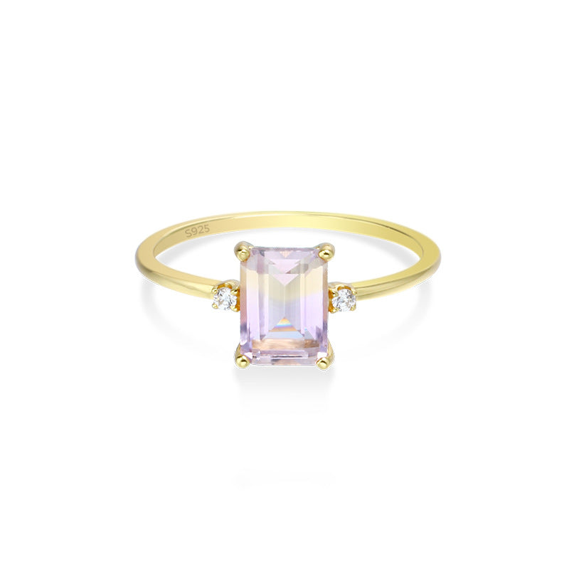 Octagonal Amethyst Silver Ring - view 5