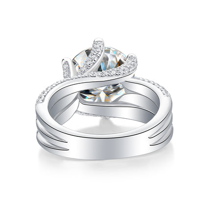 Luxury Fashion Large Diamond Ring Moissanite Silver - view 3