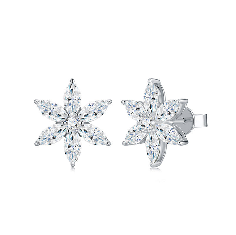 Starburst Moissanite Silver Stud Earrings - product view 1