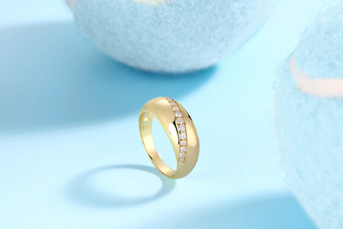 Moissanite Solitaire Ring in Gold-Tone Silver - product view 1