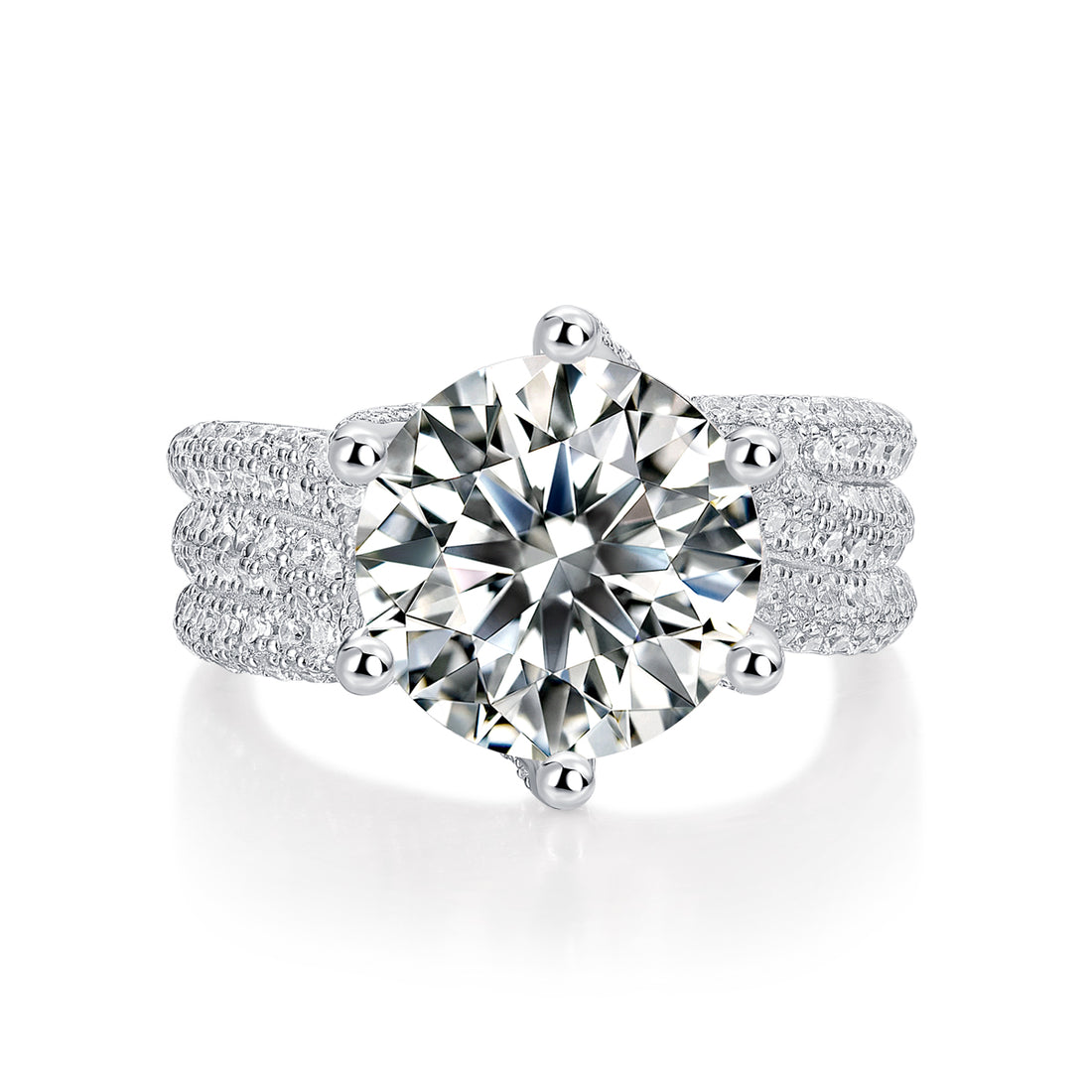 Luxury Fashion Large Diamond Ring Moissanite Silver