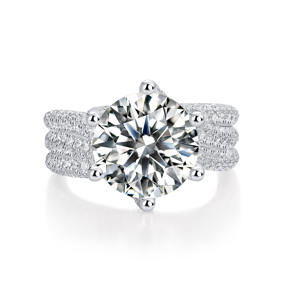 Luxury Fashion Large Diamond Ring Moissanite Silver - view 5