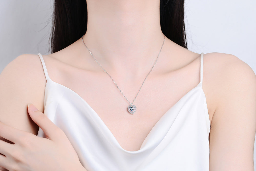 Heart Halo Moissanite Pendant Necklace - product view 4