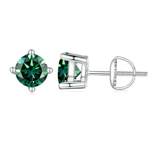 Four-Prong Moissanite Stud Earrings in S925 Silver - view 1