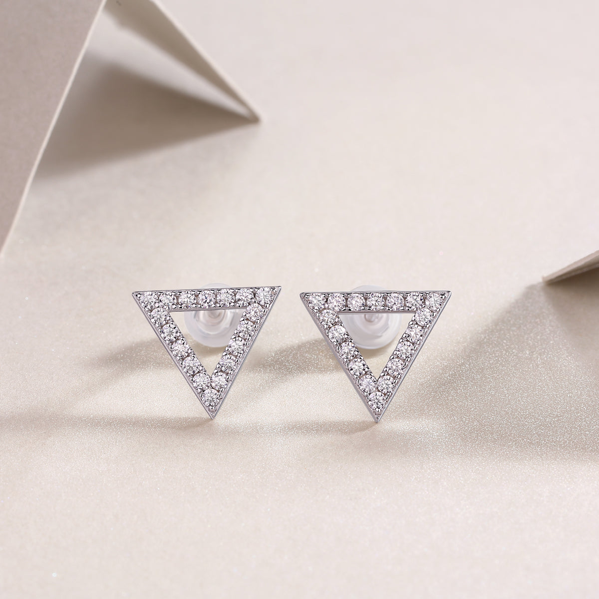 Unique Diamond Set With Moissanite Silver Earrings - view 3