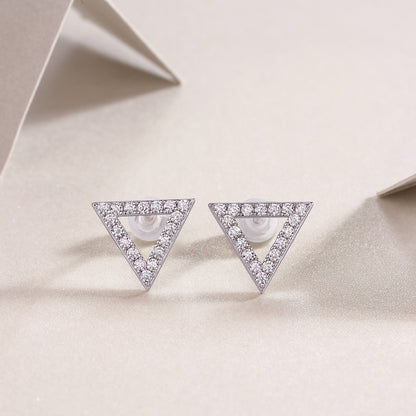 Unique Diamond Set With Moissanite Silver Earrings - view 3