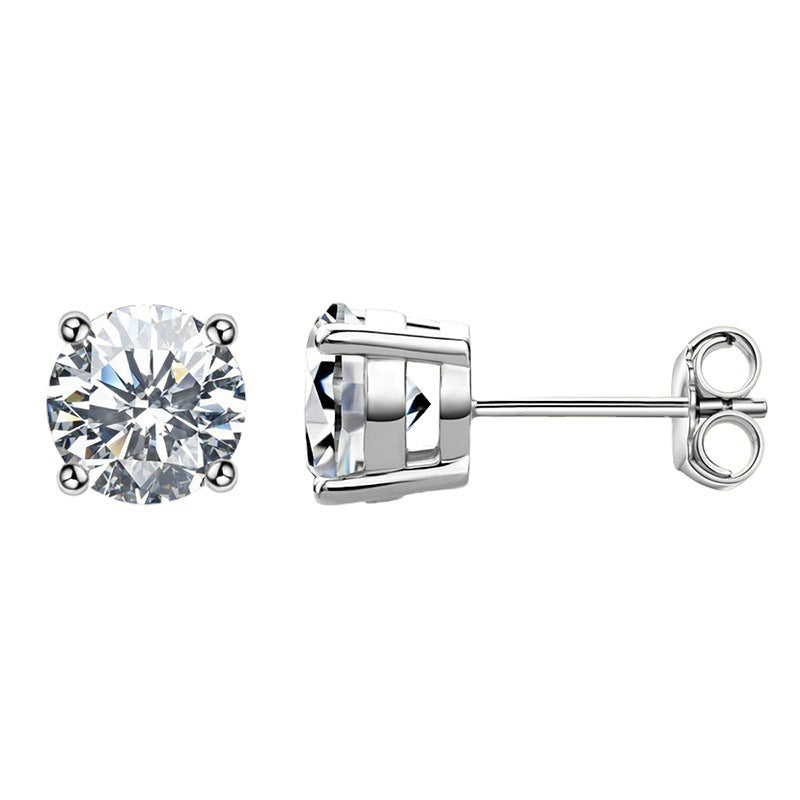 Gold-Tone Moissanite Solitaire Stud Earrings