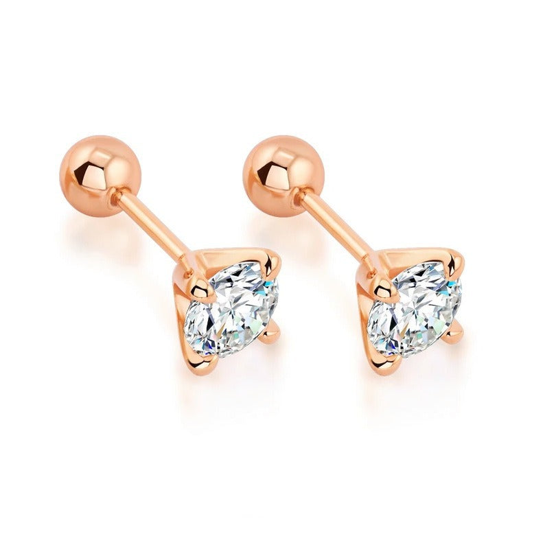 Four-Prong Screw-Back Moissanite Stud Earrings - view 2