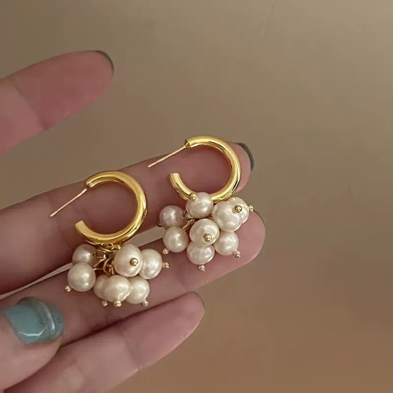 925 Silver Needle Internet Celebrity Same Style Gold Earrings Women's Light Luxury...