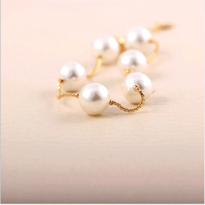 Pearl-Style Beaded Bracelet in Gold-Tone Silver - product view 3