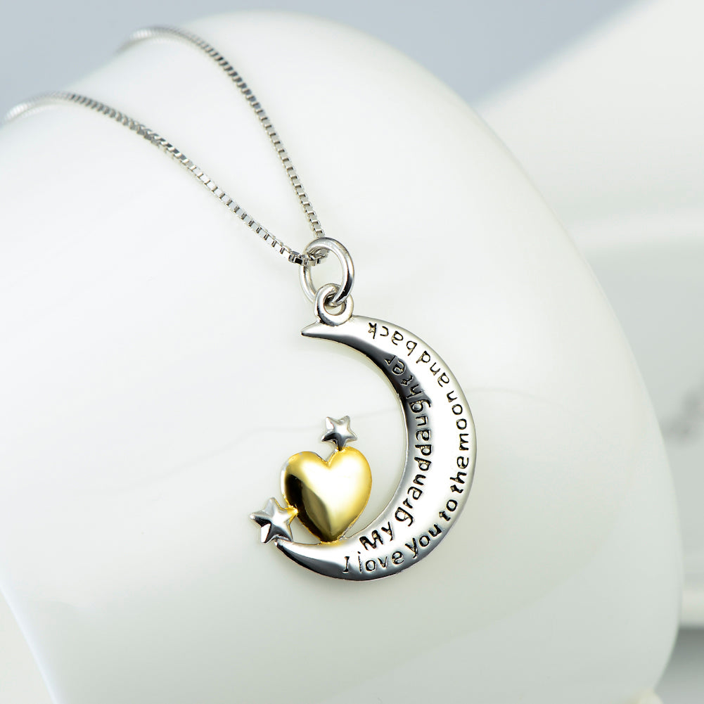 Crescent and Heart Silver Pendant Necklace - product view 8