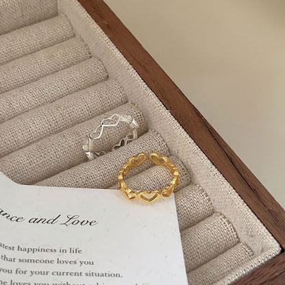 Gold-Tone Open Heart Silver Ring - view 3