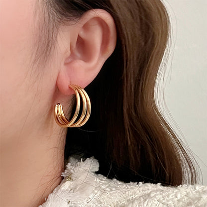 925 Silver Needle Internet Celebrity Same Style Gold Earrings Women's Light Luxury...