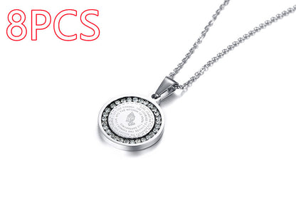 Stainless Steel Rhinestone Prayer Scripture Pendant - view 6