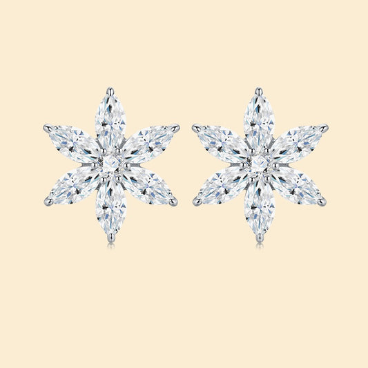 Starburst Moissanite Silver Stud Earrings - view 1