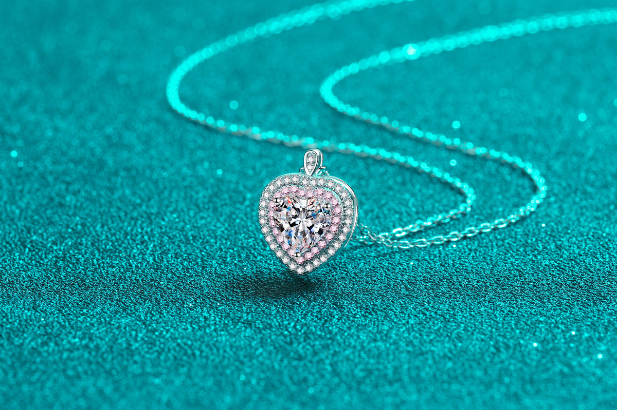 Heart Halo Moissanite Pendant Necklace - product view 2