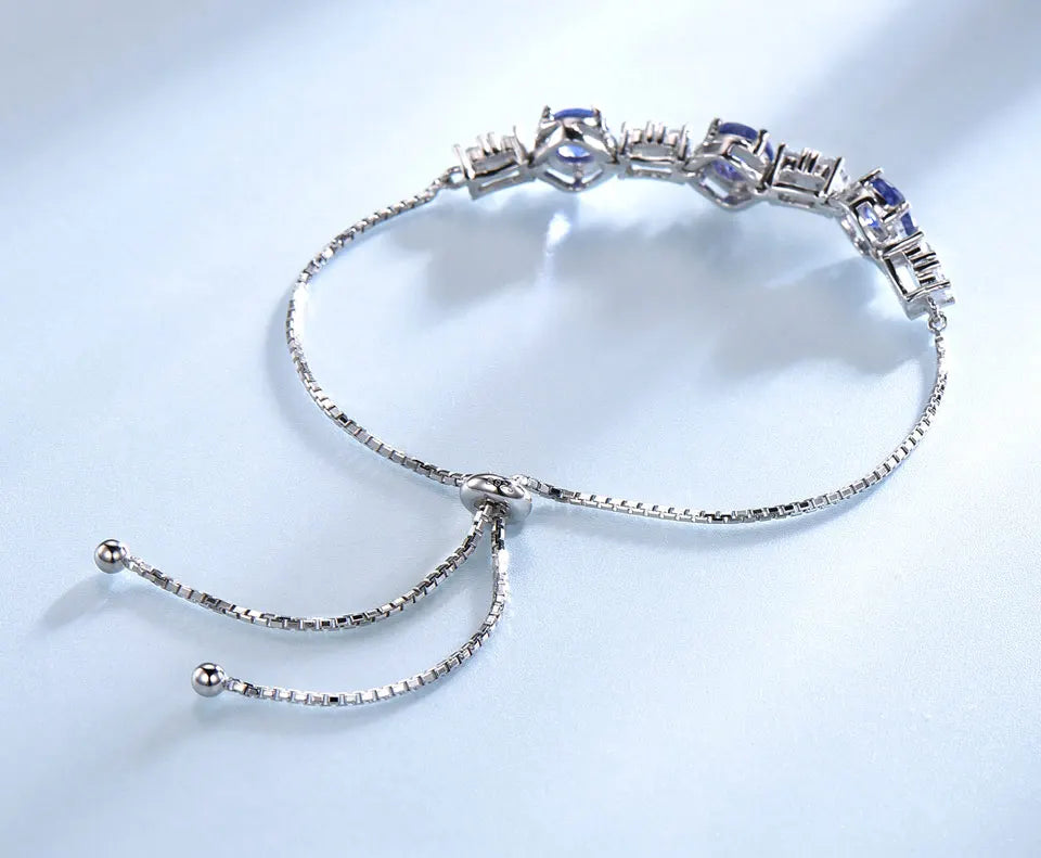 Blue Three-Stone Slider Bracelet in Silver — product photograph 2