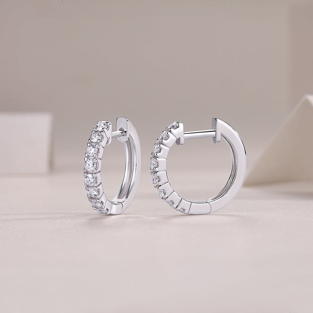 Moissanite Silver Hoop Earrings - product view 4