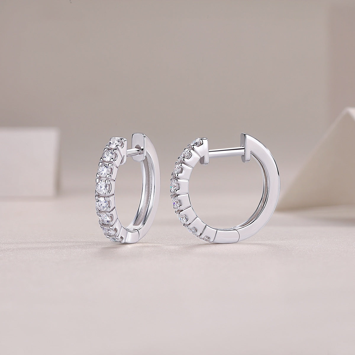 Moissanite Silver Hoop Earrings - product view 4
