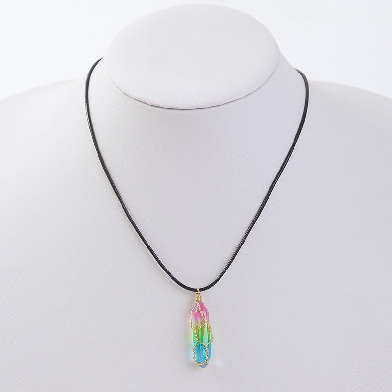 Women's Transparent Geometric Diamond Crystal Necklace - view 2