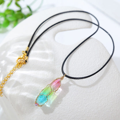 Women's Transparent Geometric Diamond Crystal Necklace - view 3