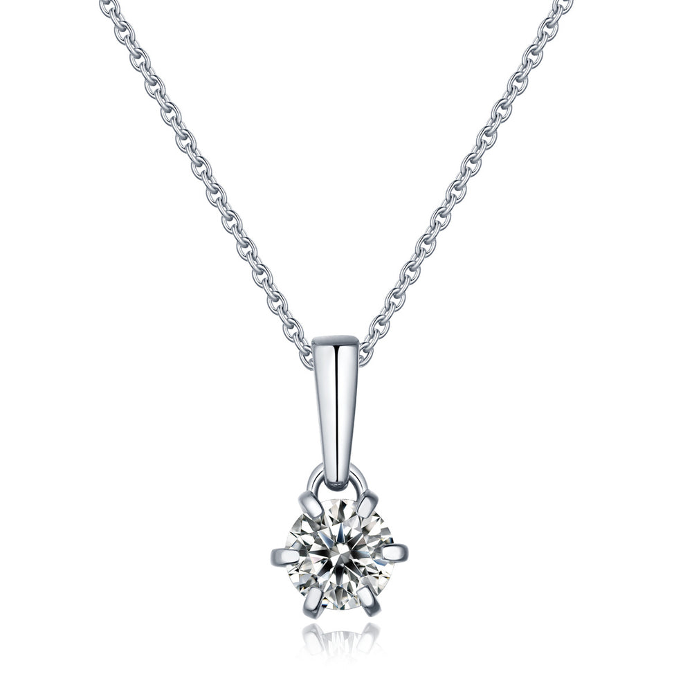 Crown-Set Moissanite Pendant Necklace in Silver - product view 5