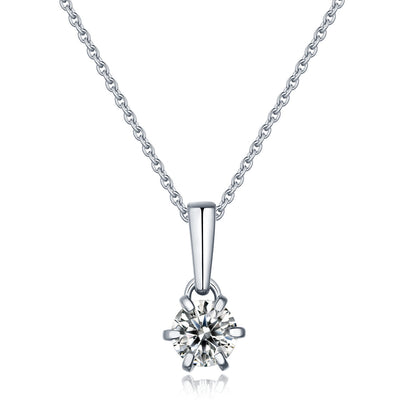Crown-Set Moissanite Pendant Necklace in Silver - product view 5