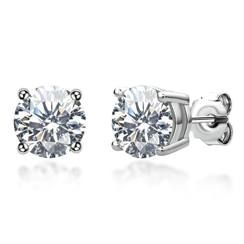 Gold-Tone Moissanite Solitaire Stud Earrings