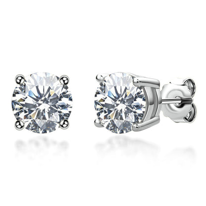 Gold-Tone Moissanite Solitaire Stud Earrings - view 3