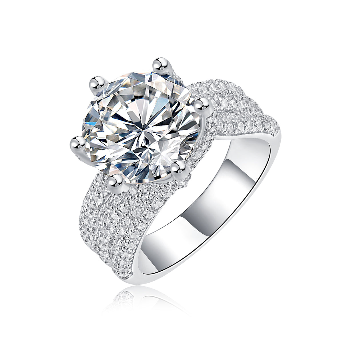 Luxury Fashion Large Diamond Ring Moissanite Silver - view 6