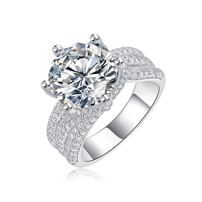 Luxury Fashion Large Diamond Ring Moissanite Silver - view 6