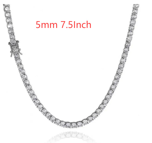 3mm 4mm 5mm 65 MmS925 Silver Moissanite Single Row Tennis Chain Bracelet Hip Hop Necklace