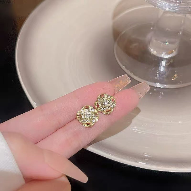 925 Silver Needle Internet Celebrity Same Style Gold Earrings Women's Light Luxury...