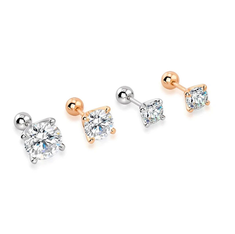 Four-Prong Screw-Back Moissanite Stud Earrings - view 5