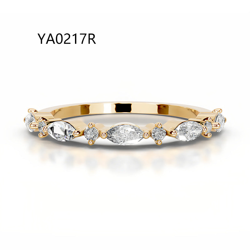 S925 Sterling Silver 18K Gold Plated Moissanite Ring - Stackable Band with Full Pave...