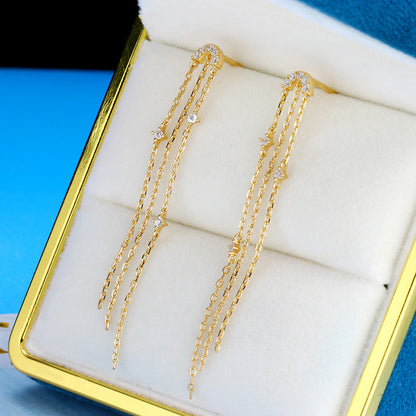 Celestial Chain Drop Earrings in Silver - view 6
