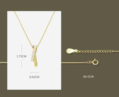 Folded Bar Necklace in Gold-Tone Silver — product photograph 2