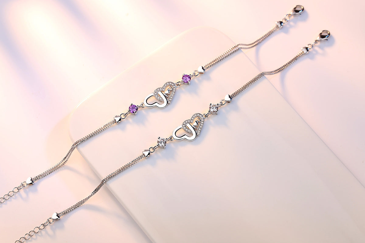 Heart-Detail Silver Chain Bracelet - product view 5