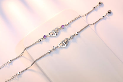 Heart-Detail Silver Chain Bracelet - product view 5