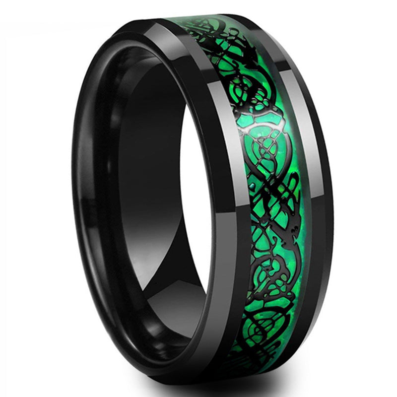 Stainless steel dragon pattern ring - view 6