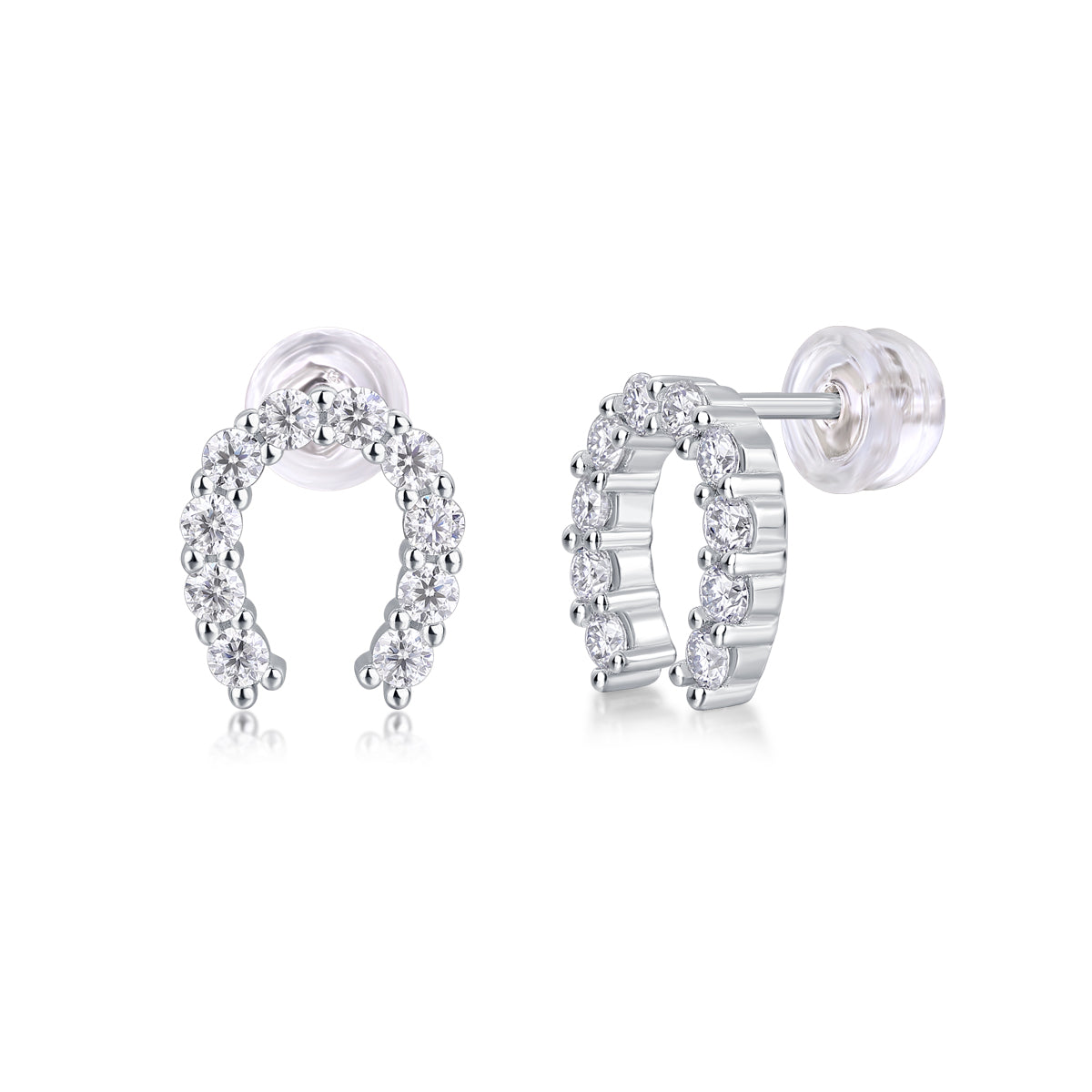 Keep Happiness Diamond Set Moissanite Silver Earrings - view 5