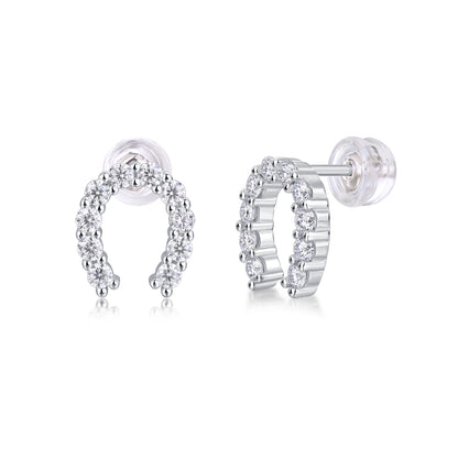 Keep Happiness Diamond Set Moissanite Silver Earrings - view 5