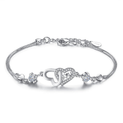 Heart-Detail Silver Chain Bracelet - product view 1