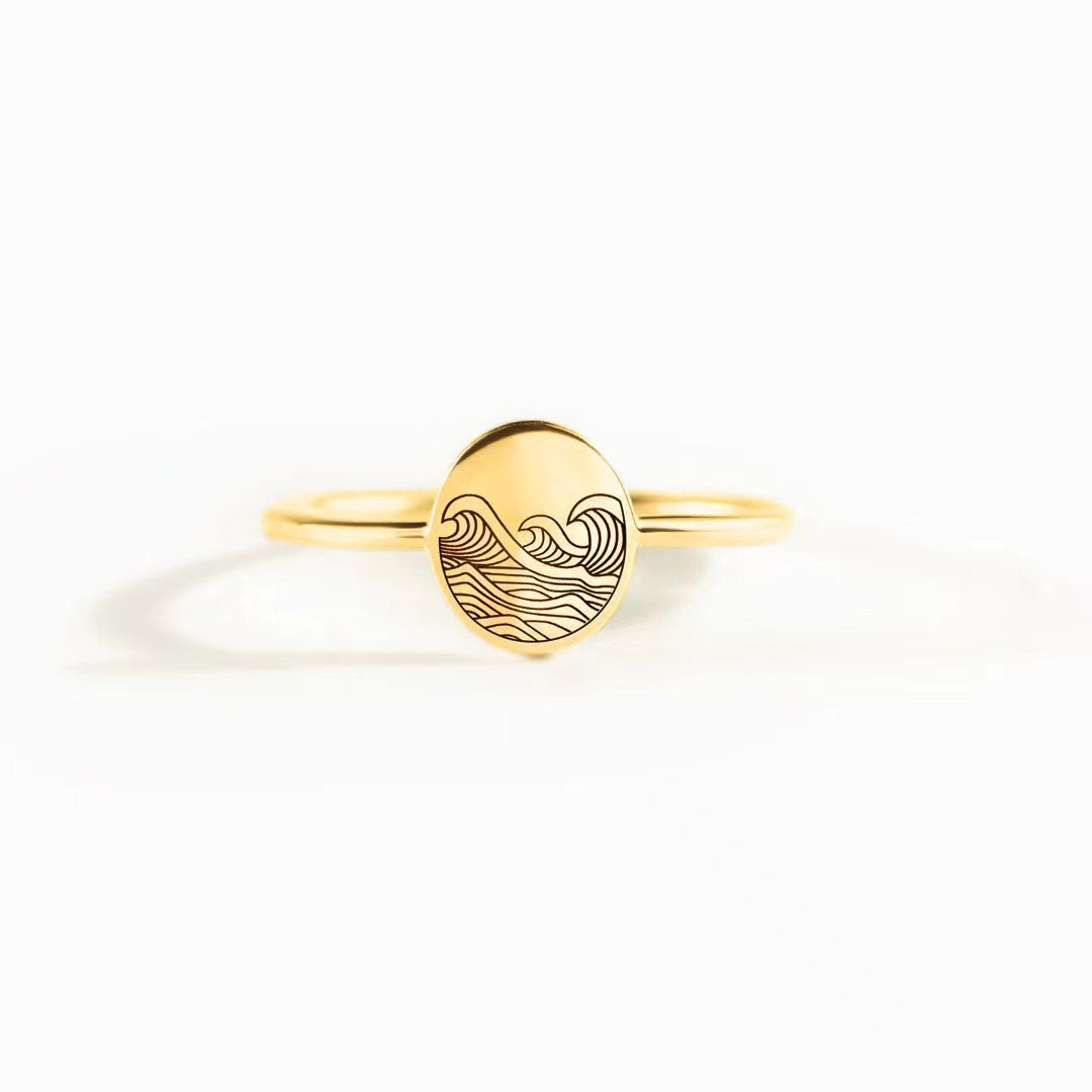 S925 Pure Silver Sea Wave Storm Ring Female Simple - view 6