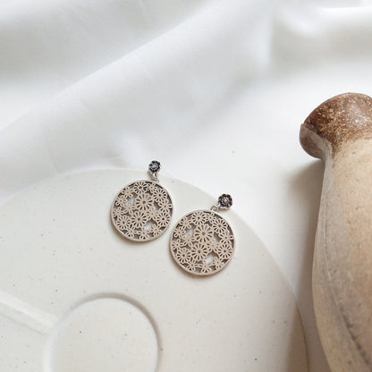 Filigree Medallion Drop Earrings in Silver — product photograph 1